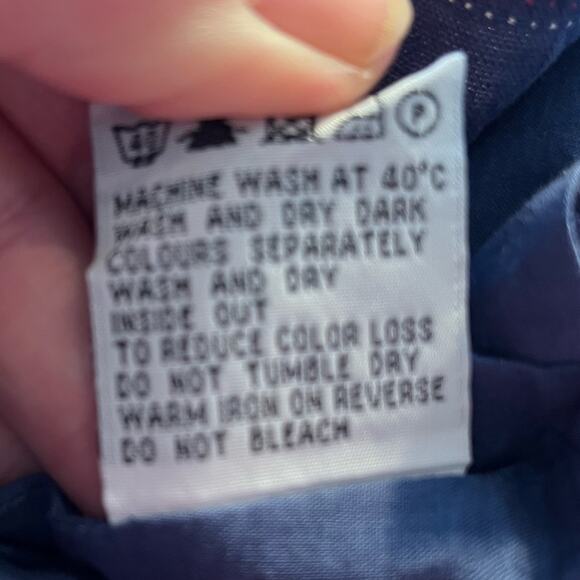 Boden Blue Linen Skirt with Pink and White Stripes on Hemline Size US 10R UK 14R - Picture 6 of 8